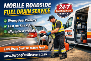 Mobile roadside fuel drain
